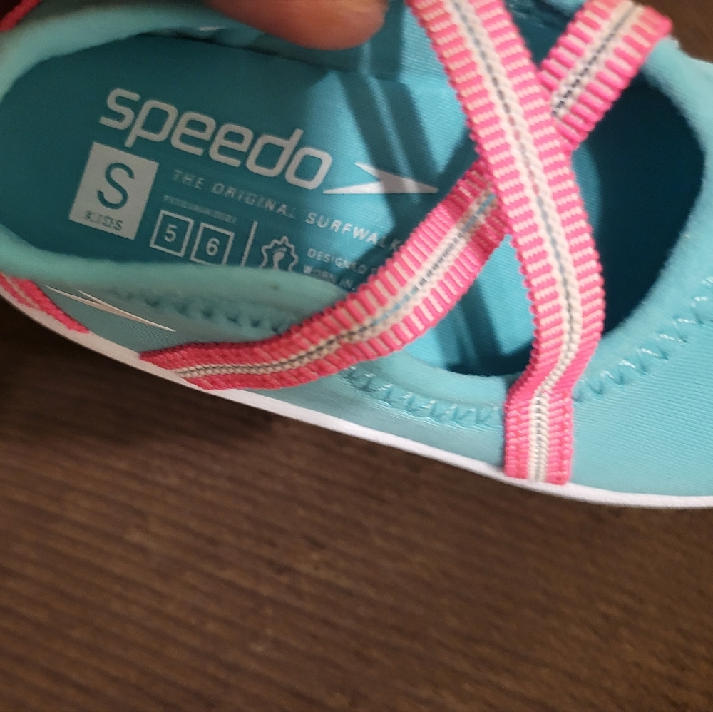 Speedo Mary Jane Kids Aqua Shoes - Blue and Pink SZ S - Picture 11 of 12